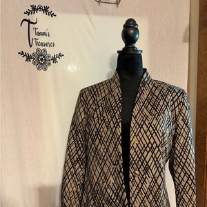 Women’s Black and Brown Print Shawl Color Blazer with 1 button front  -  Size M